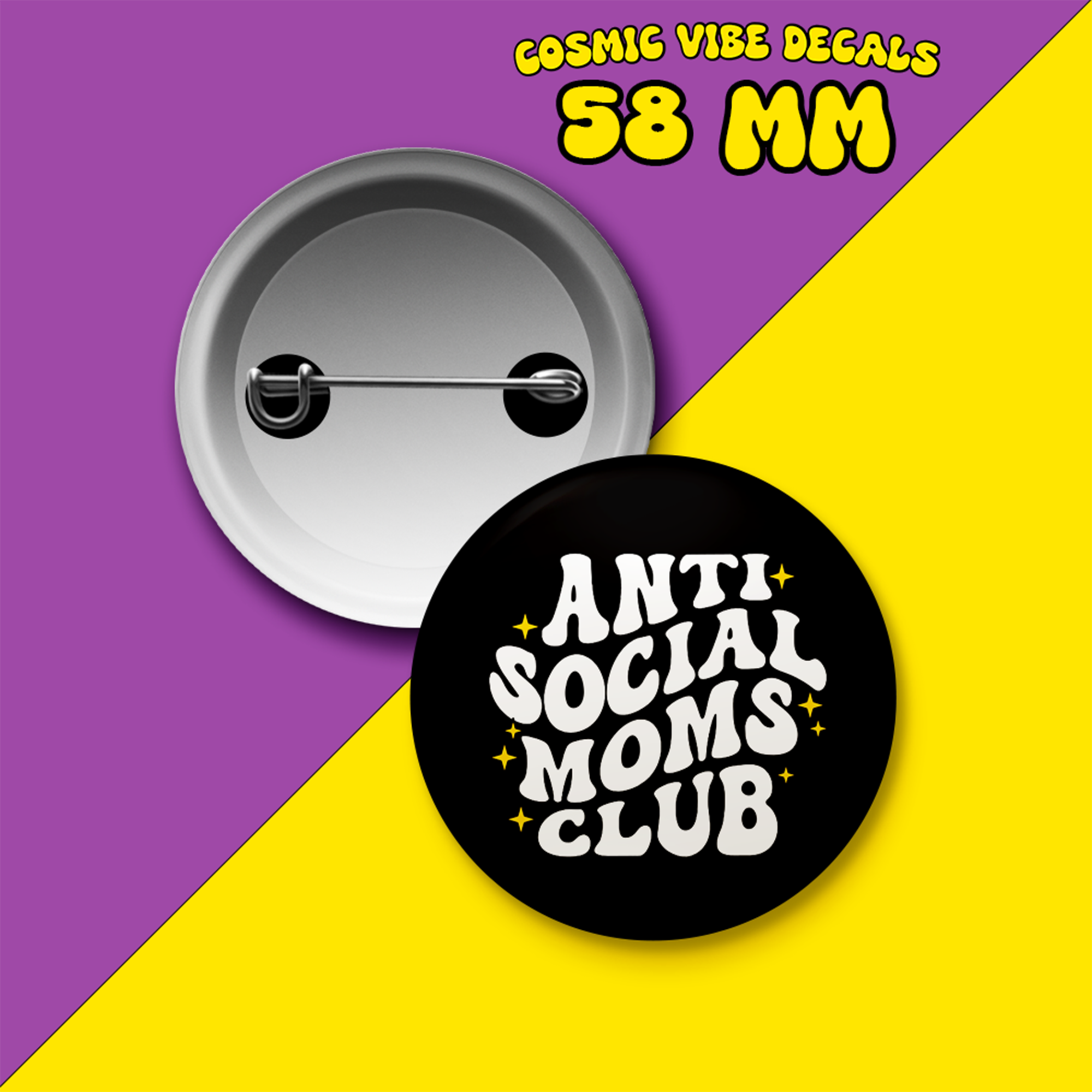 Knapp/Pin badge Anti social moms club - Cosmic Vibe Decals