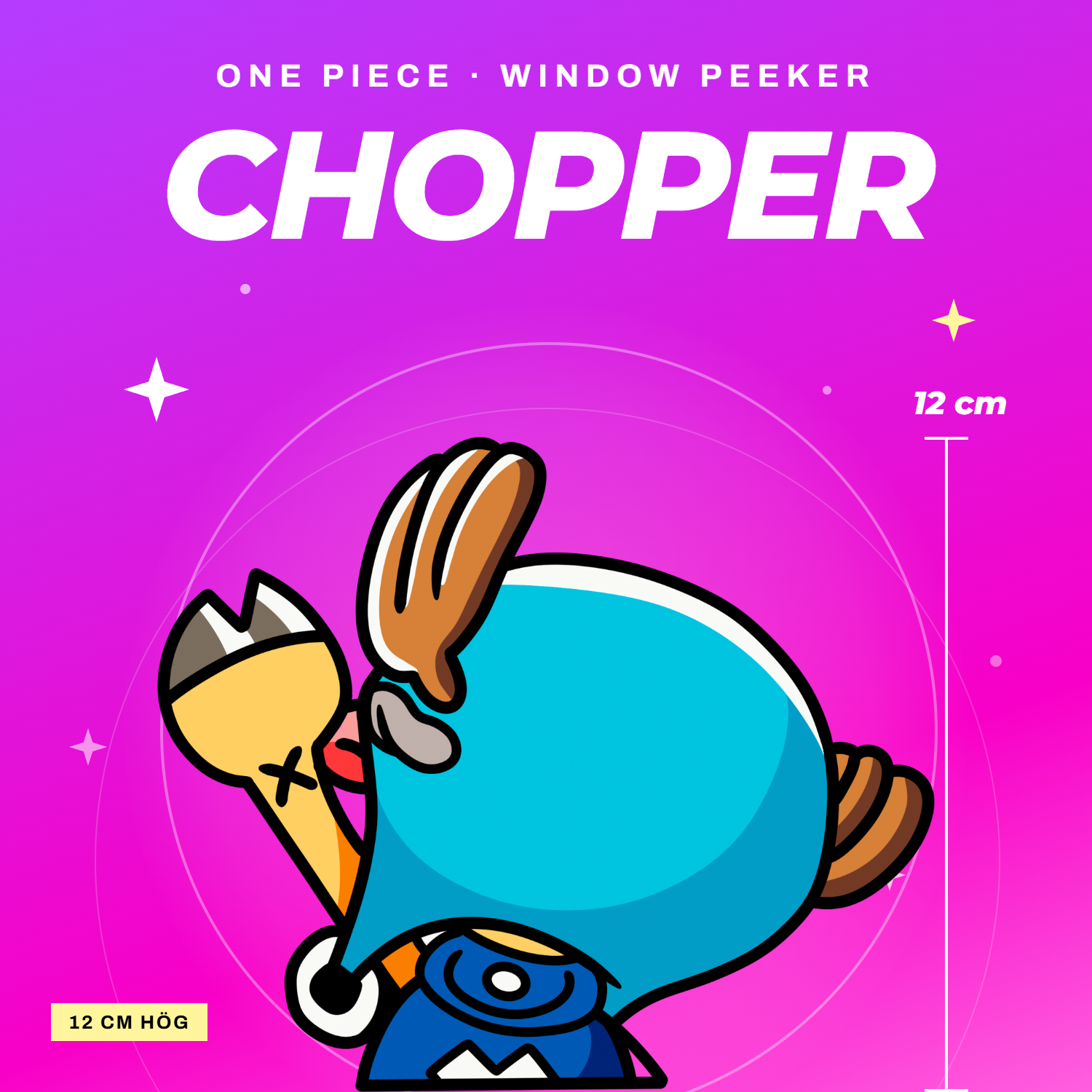 Chopper window peeker – One Piece fönsterdekal till bilrutan, 12 cm hög