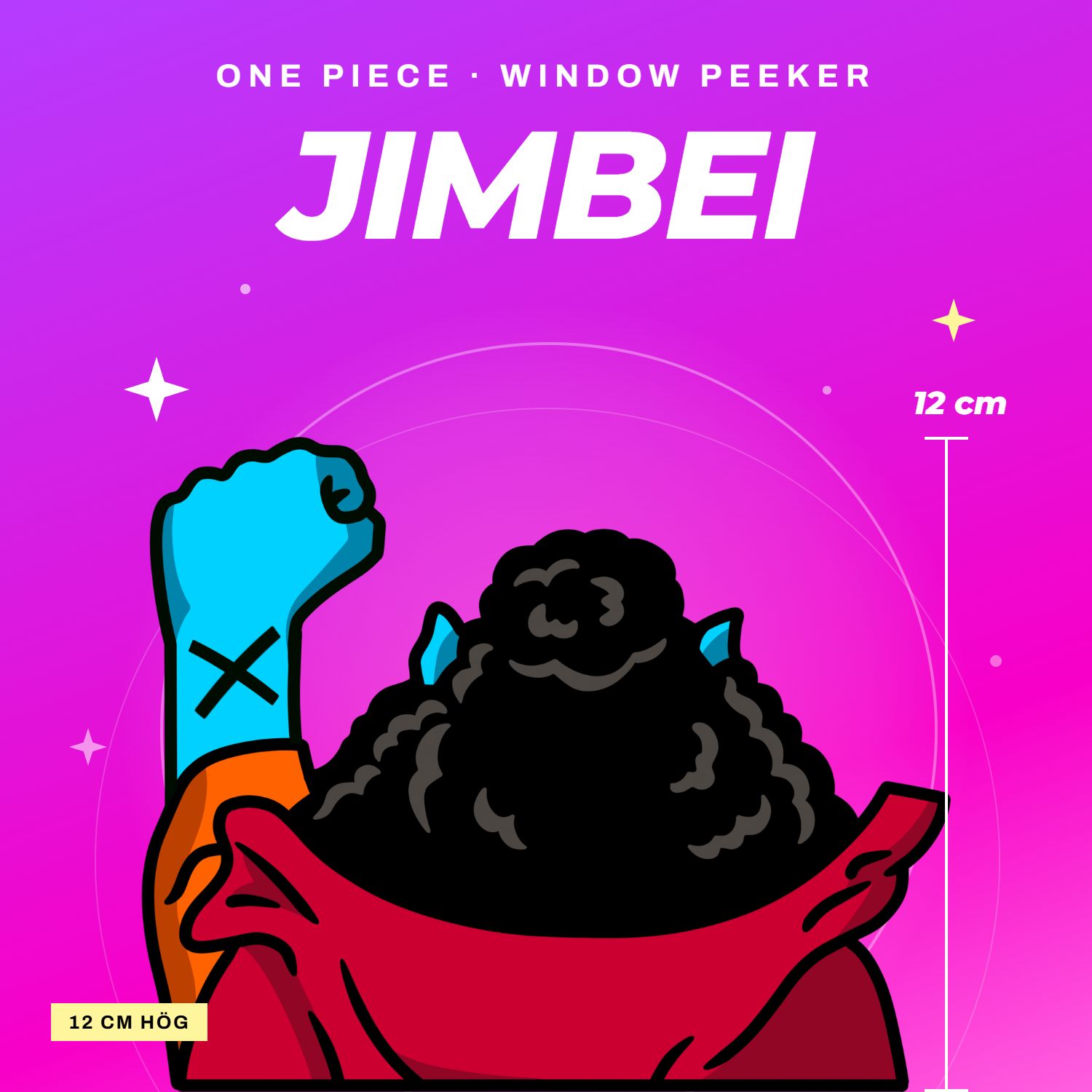 Jimbei window peeker – One Piece fönsterdekal till bilrutan, 12 cm hög