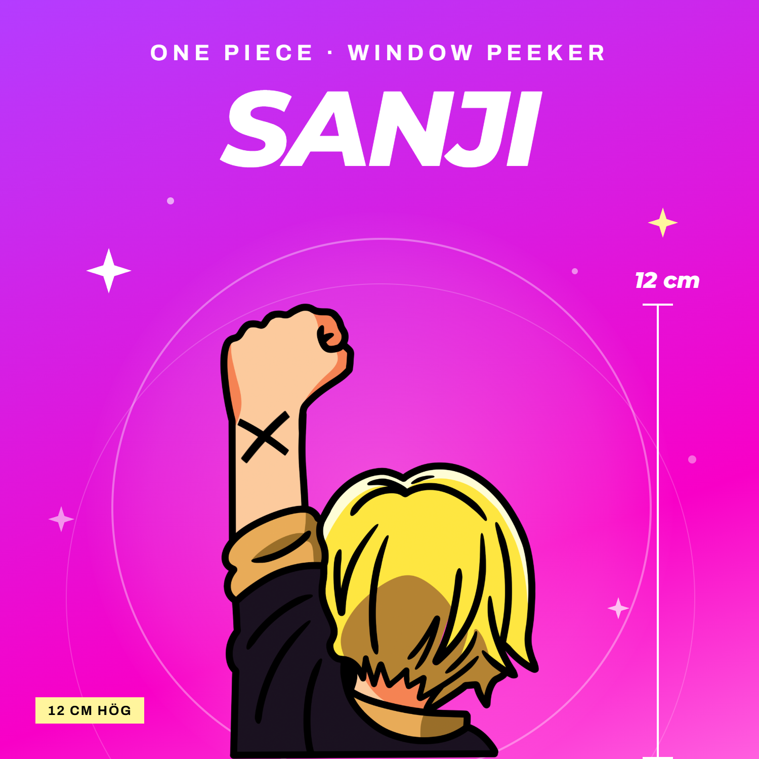 Sanji window peeker – One Piece fönsterdekal till bilrutan, 12 cm hög